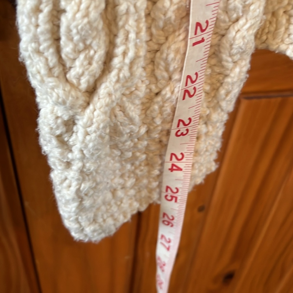 Indigenous One Wear cream off white cable knit sweater with hood. - Picture 13 of 16